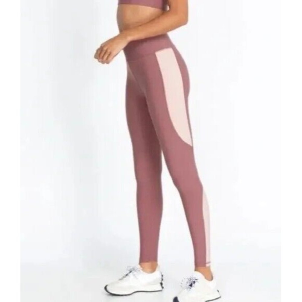 Calme Johnny Was Endurance Color Block High Waist Legging Rose Taupe Sz XL $128